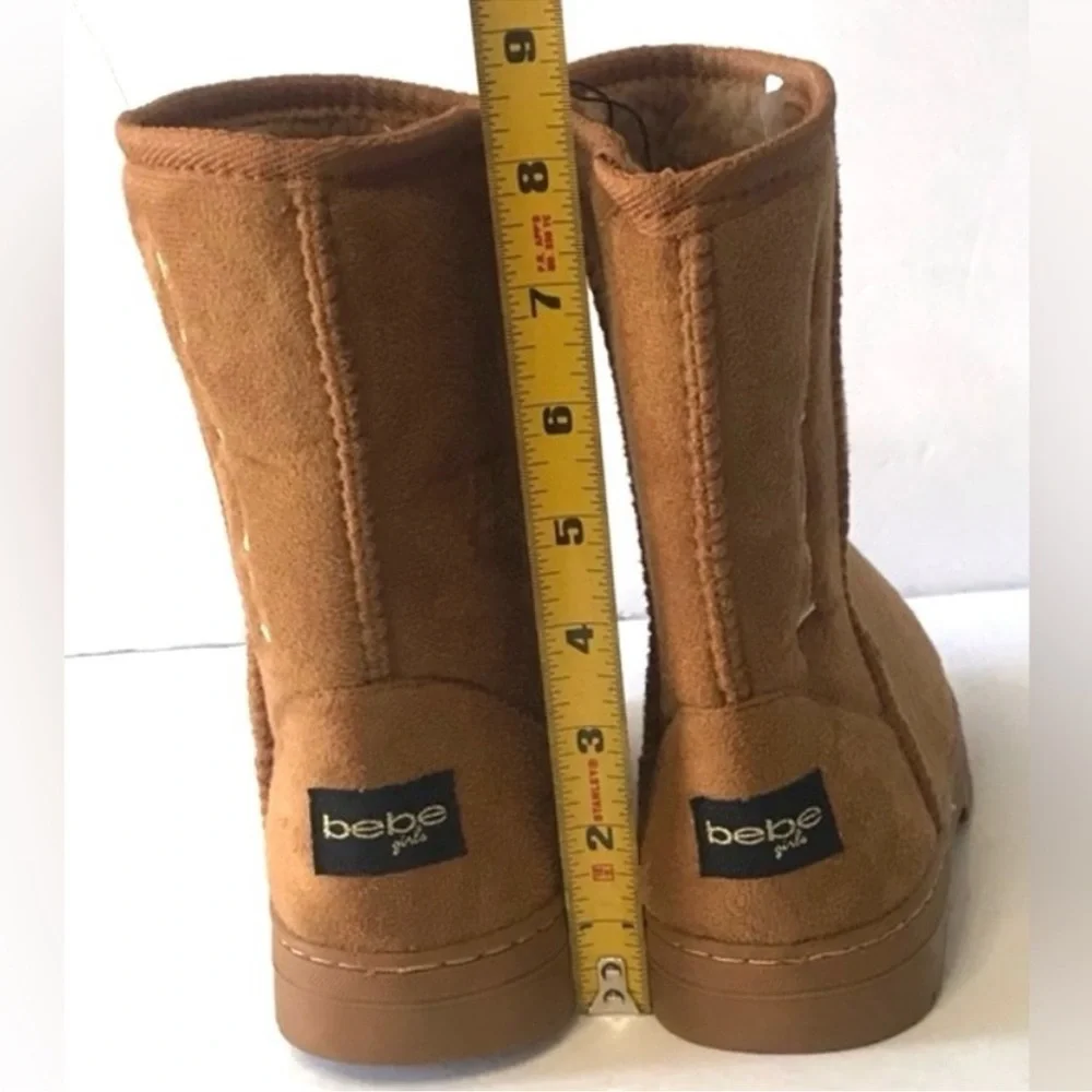 NEW, Bebe Toddler Girls Camel Brown Faux Suede Fun Lined Pull On Boots